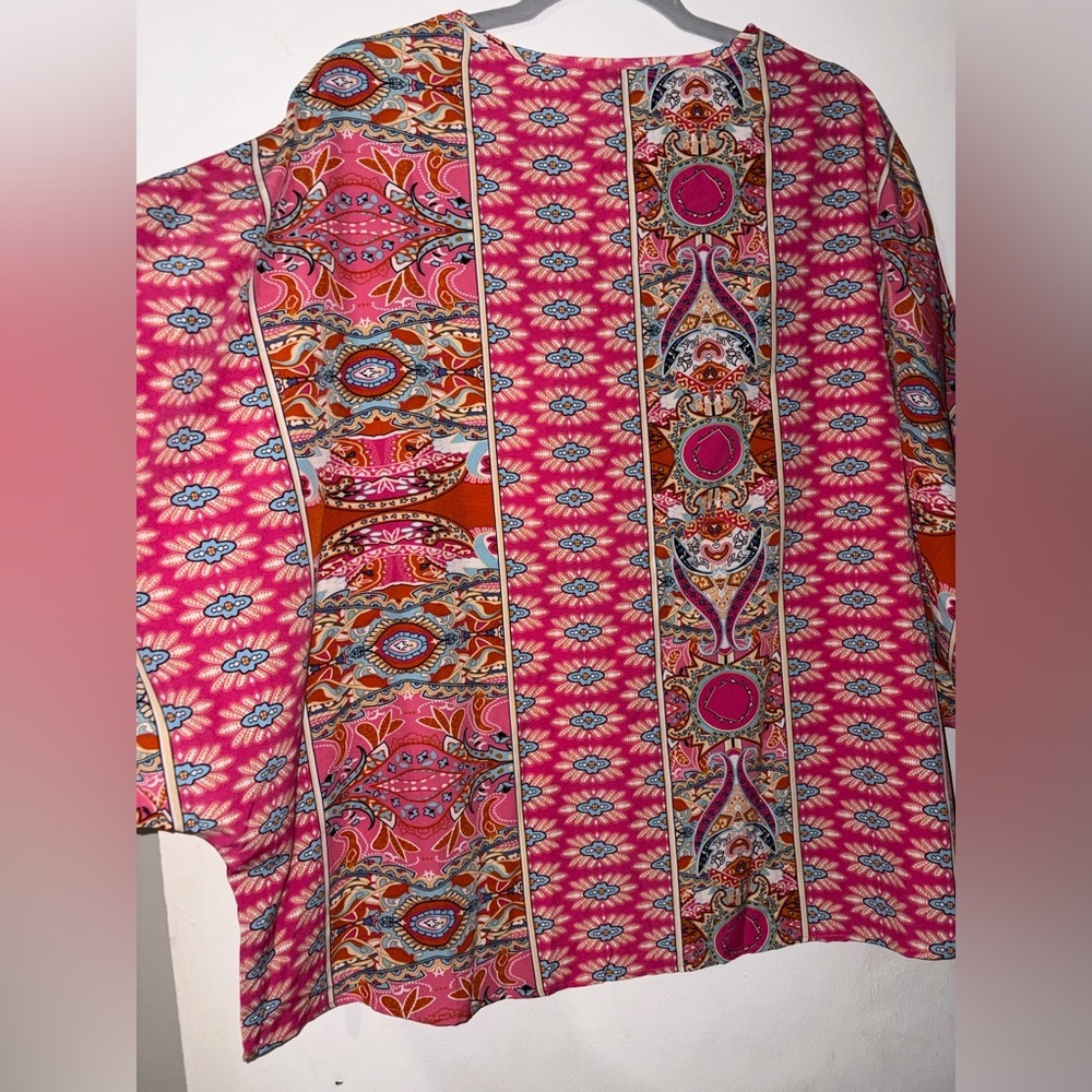 SHEIN Pink and Blue Patterned Blouse - Picture 4 of 4